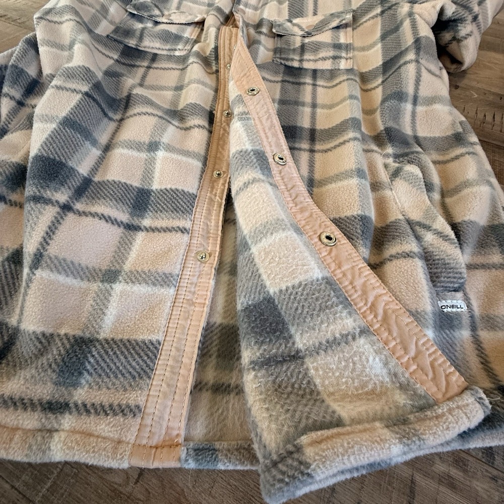 O'Neil Flannel Pink Plaid Snaps Shirt Sz XL Long Sleeve Cotton Blend Beach - Picture 12 of 12